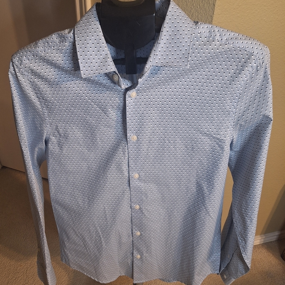 Perry Ellis Light Blue Polka Dot Men's Shirt. Size S - Picture 2 of 7